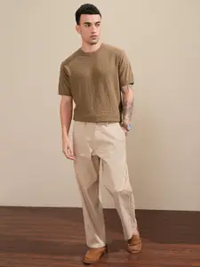 HIGHLANDER Men Knitted Self Design Relaxed Fit Tshirt