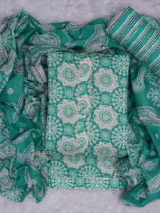 Peachmode Floral Printed Gotta Patti Unstitched Dress Material