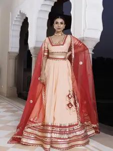Ragavi Embellished Gotta Patti Cotton Ready to Wear Lehenga & Blouse With Dupatta