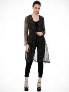 BAESD Floral Printed Open Front Longline Shrug