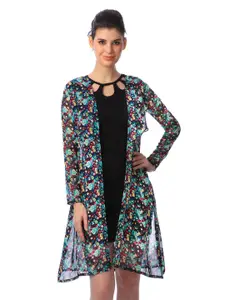 BAESD Floral Printed Open Front Longline Shrug