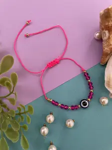 Digital Dress Room Evil Eye Beaded Bracelet Rakhi With Roli Chawal