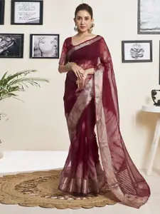 Satrani Tie and Dye Zari Organza Saree