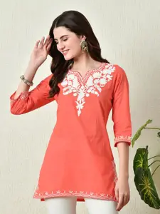KALINI Embroidered Pure Cotton  Short Kurti