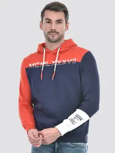 Numero Uno Men Colourblocked Hooded Pullover Sweatshirt