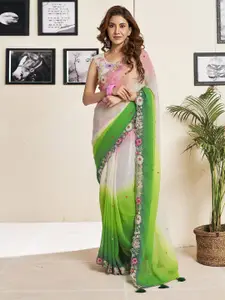 Satrani Ethnic Motifs Embroidered Pure Georgette Saree