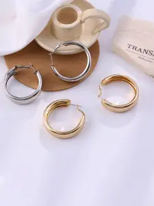 Jewels Galaxy Set of 2 Gold and Silver-Plated Hoop Earrings