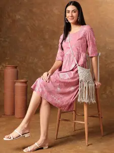 Anouk Floral Print A-Line Midi Dress