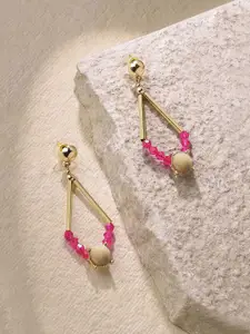 Accessorize Mother of Pearl Studded & Beaded Teardrop Shaped Drop Earrings