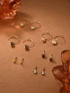 Accessorize Set Of 6 Crystals Studded Circular Hoop Earrings