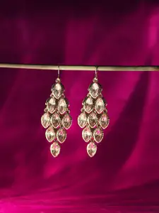 Accessorize Crystals Studded Teardrop Shaped Drop Earrings