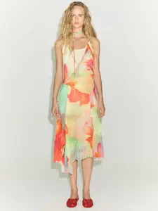 MANGO Print A-Line Midi Dress