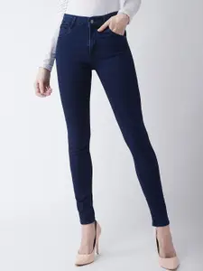 Miss Chase Women's Navy Blue Skinny Fit Mid Rise Regular Length Denim Stretchable Jeans