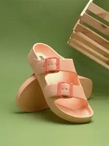 HRX by Hrithik Roshan Women Orange-coloured Rubber Sliders