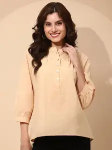 Global Republic Mandarin Collar Cotton Shirt Style Top