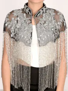 ODETTE Embellished Mandarin Collar Crop Shrug