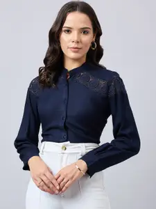 Style Quotient Women Smart Opaque Formal Shirt AW23SQMOHINI_NAVY-S-NAVY