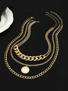 Yellow Chimes Set Of 3 Gold Plated Necklace