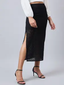 Style Quotient Straight Side Slit Midi Skirt