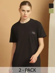 MACK JONNEY Women Pack Of 2 Solid Round Neck T-shirt