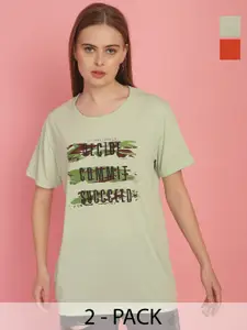 MACK JONNEY Women Pack Of 2 Printed Oversized T-shirts