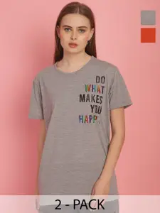 MACK JONNEY Women Pack Of 2 Printed Oversized T-shirts