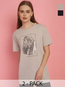 MACK JONNEY Women Pack Of 2 Printed Oversized T-shirts