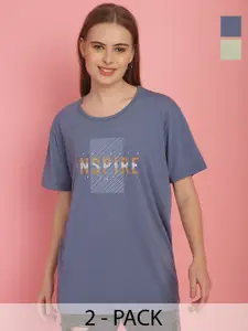 MACK JONNEY Women Pack Of 2 Printed Round Neck T-shirts