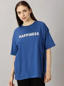 THE HOLLANDER Women Typography  Oversized T-shirt