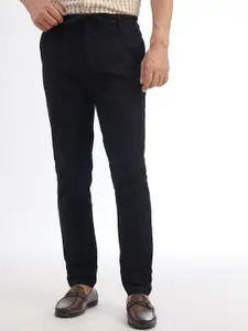 JADE BLUE Men Striped Mid-Rise Trousers