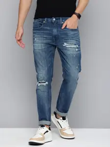 Levis Men Skinny Tapered Fit Mildly Distressed Heavy Fade Stretchable Jeans