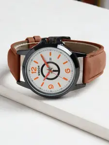 WROGN Men Brass Leather Bracelet Style Straps Analogue Multi Function Watch WRGN023E