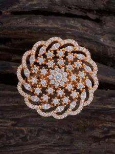 Kushal's Fashion Jewellery Gold-Plated Cubic Zirconia-Studded Adjustable Finger Ring