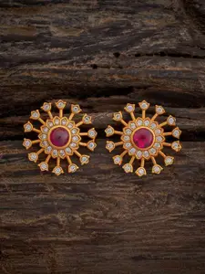 Kushal's Fashion Jewellery Gold Plated Artificial Stones 92.5 Pure Silver Stud Earrings