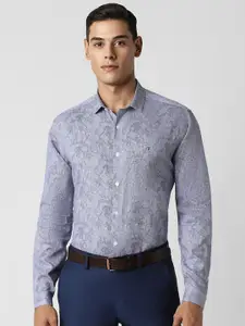 V Dot Men Slim Fit Floral Opaque Printed Party Shirt VDSFESLFO18492-Blue