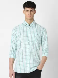 Van Heusen Sport Men Checked Slim Fit Opaque Pure Cotton Casual Shirt