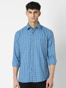 Van Heusen Sport Men Slim Fit Grid Tattersall Checks Cotton Casual Shirt