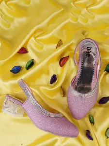 BAESD Girls Party Embellished Block Heels Mules