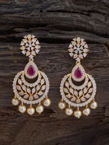 Kushal's Fashion Jewellery Gold-Embellished Bridal Zircon Classic Chandbali Earrings