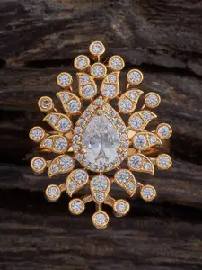 Kushal's Fashion Jewellery Gold-Plated Cubic Zirconia-Studded Adjustable Finger Ring