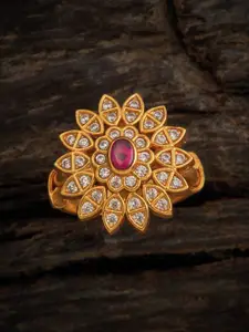 Kushal's Fashion Jewellery Embellished Bridal Gold-Plated 925 Silver Finger Ring