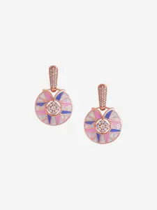 Kushal's Fashion Jewellery Rose Gold-Plated Cubic Zirconia Contemporary Drop Earrings