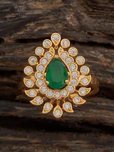 Kushal's Fashion Jewellery Gold-Embellished Bridal Rhodium Zircon Finger Ring