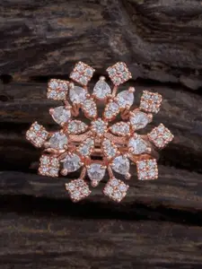 Kushal's Fashion Jewellery Rose Gold-Plated Cubic Zirconia-Studded Adjustable Finger Ring