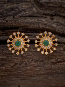 Kushal's Fashion Jewellery Gold-Plated Stone Studded 92.5 Pure Silver Studs Earrings