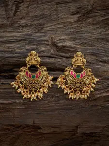 Kushal's Fashion Jewellery Embellished Bridal 92.5 Silver Stone Circular Chandbalis