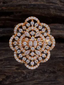 Kushal's Fashion Jewellery Rhodium-Plated Zircon Stone Embellished Bridal Half Hoops