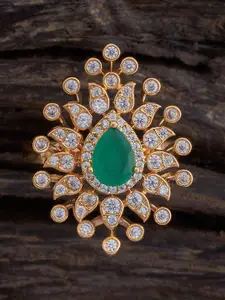 Kushal's Fashion Jewellery Rhodium-Plated Zircon Stone Embellished Bridal Finger Ring