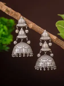 Anvik Silver Plated Contemporary Oxidised Jhumkas