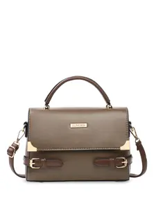 Luvoksi Colourblocked PU Structured Satchel with Tasselled